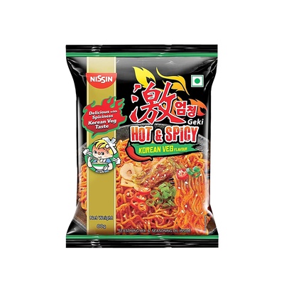 NISSIN KOREAN VEG HOT & SPICY NOODLES 80GM