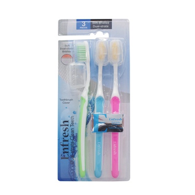 ENFRESH MIX TOOTHBRUSH 3PK WITH COVER BLISTER