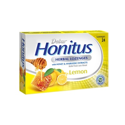 DABUR HONITUS HERBAL LOZ-LEMON 12STR-T