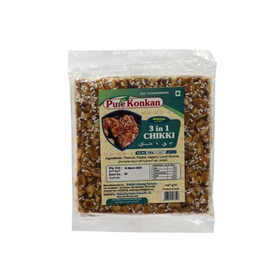 PURE KONKAN 3 IN 1 CHIKKI 100GM