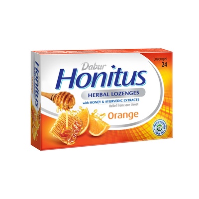 DABUR HONITUS HERBAL LOZ-ORANGE 12STR-T